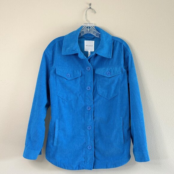 AVEC LES FILLES Tamra Corduroy Shirt Jacket Blue Small - Picture 2 of 11